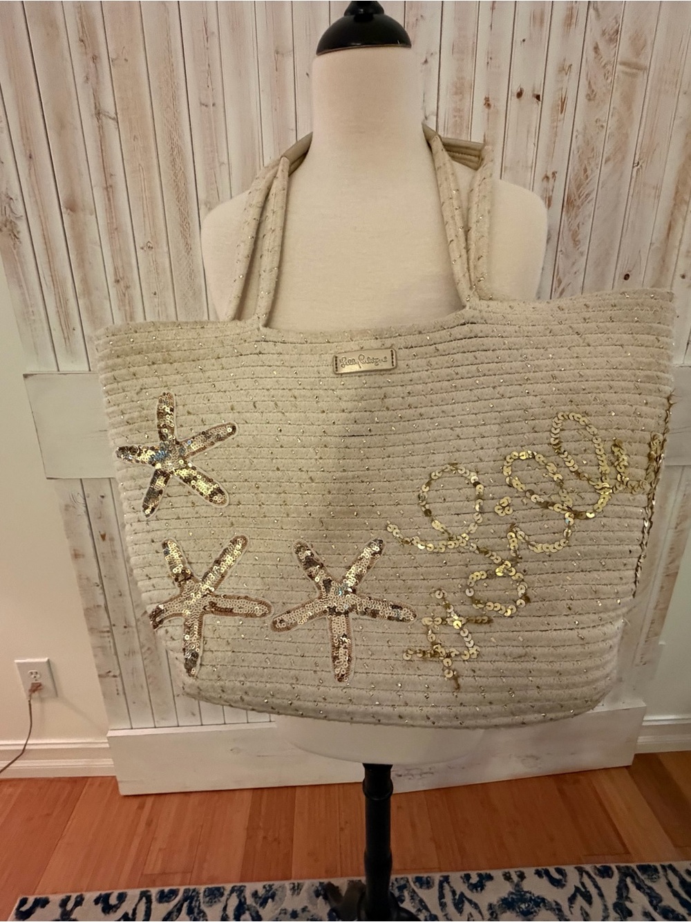Lilly Pulitzer white Sequin Starfish Tote Bag